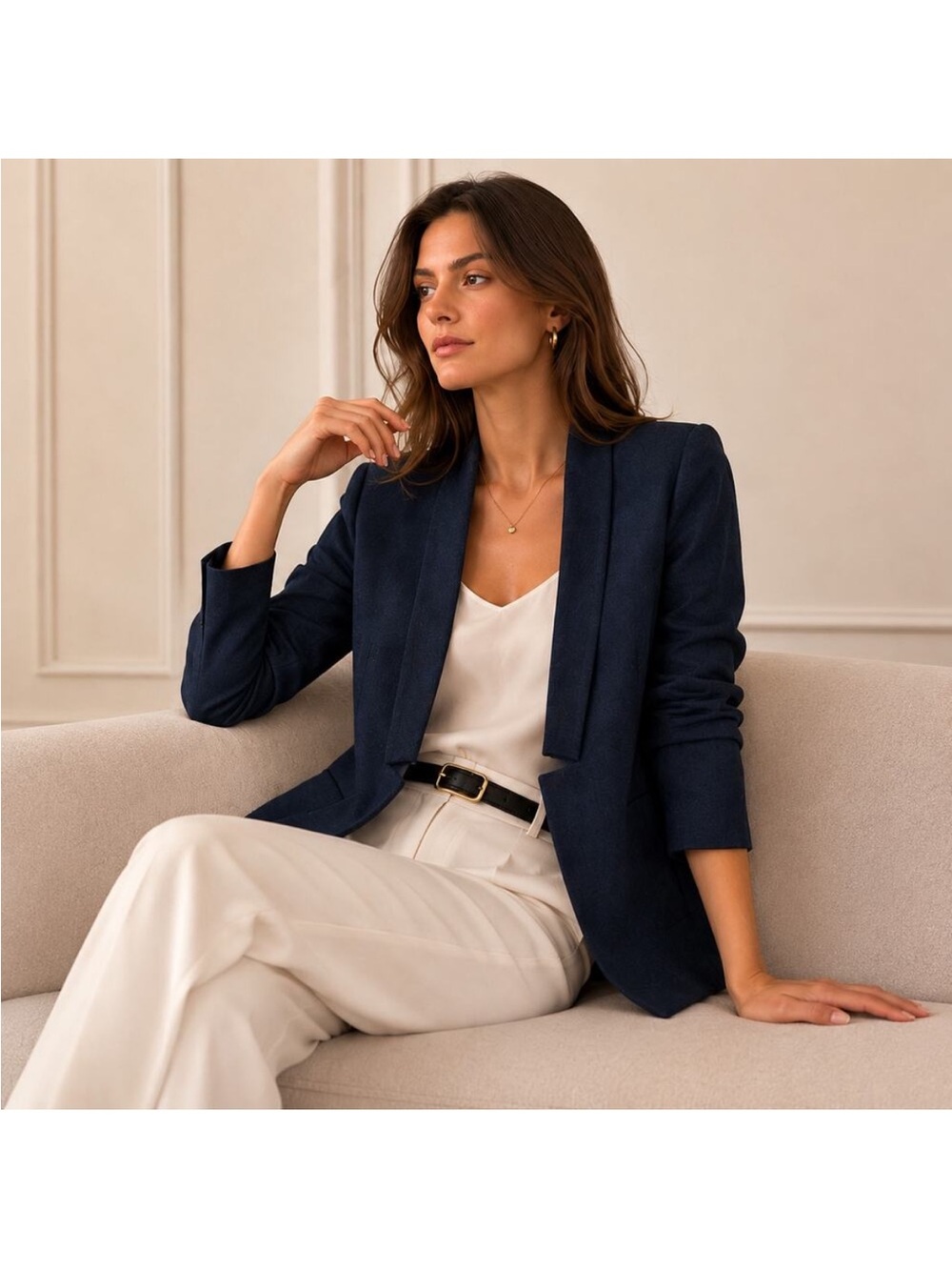AYR The Coup Linen Blazer Navy Blue size 2